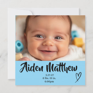 Pojke Fotofödelsemeddelande Inbjudningar