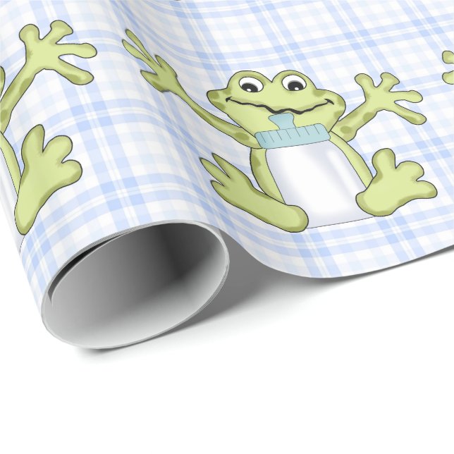 Pojke Frog tecknad glansig papper omslutning Presentpapper (Rullad Hörn)