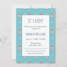 Pojke fyr och Anchor Mönster på Blue Inbjudningar