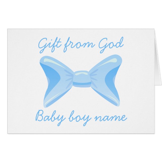 Pojke Gift från Gud Blue bow Bible verse Hälsningskort (Framsidan Horizontal)