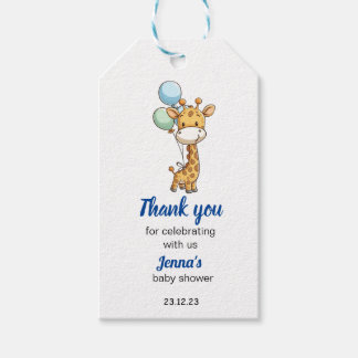 Pojke Giraffe Baby Shower Tack Presentetikett