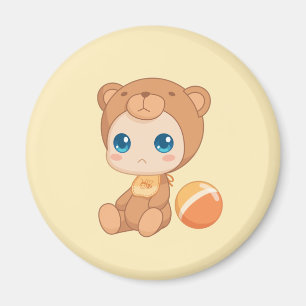 Pojke Girl Bear Jumpdräkt på Gult Magnet
