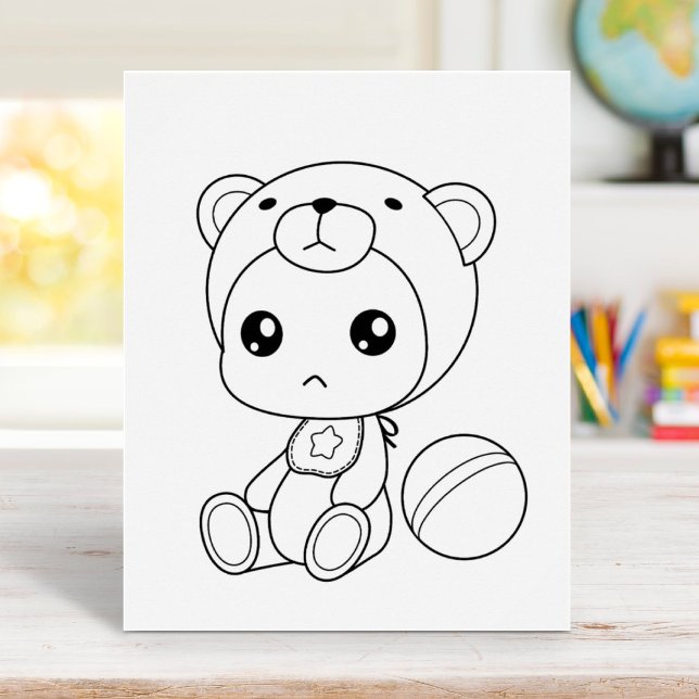 Pojke Girl Bear Jumpdress Coloring Page Poster (Skapare uppladdad)