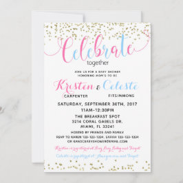 Pojke Girl Combined Joint Friends Baby Shower Inbjudningar