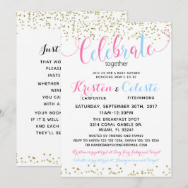 Pojke Girl Combined Joint Friends Baby Shower Inbjudningar