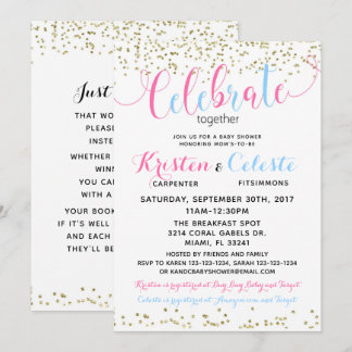 Pojke Girl Combined Joint Friends Baby Shower Inbjudningar