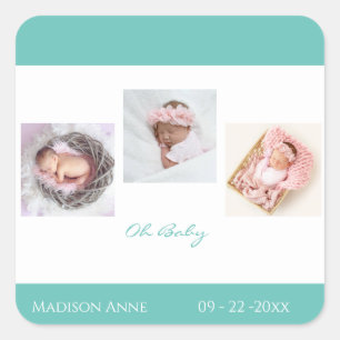 Pojke Girl Cute Birth Fyrkantigt Klistermärke