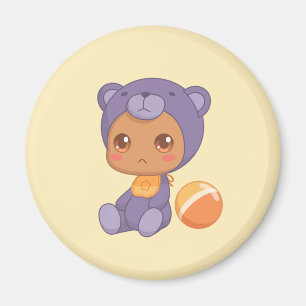 Pojke Girl Lila Bear Jumpdress på Gult Magnet