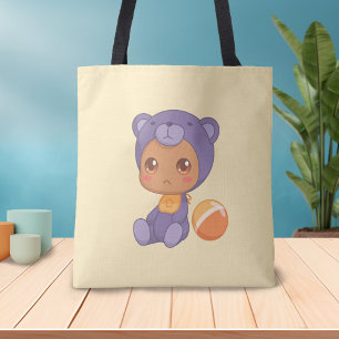 Pojke Girl Lila Bear Jumpdress på Gult Tygkasse