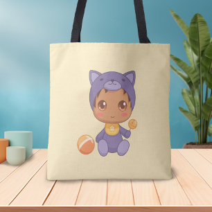Pojke Girl Lila Cat Jumpdress på Gult Tygkasse