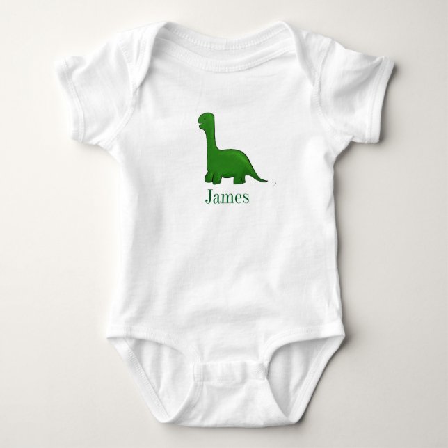 Pojke grönt dinosauaur t shirt (Framsida)