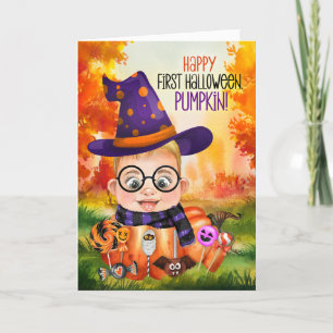 Pojke-guidens First Halloween Helgkort