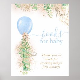 Pojke Guld Glitter Eukalyptus Ballong Bok För Bebi Poster