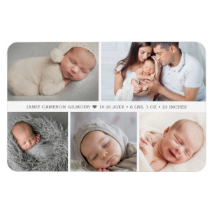 Pojke Heart Birth Announcement Photo Collage Magnet