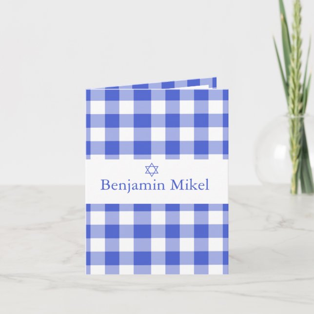 Pojke Hebrew Naming Ceremony Photo Jewish Blue Inbjudan (Framsida)