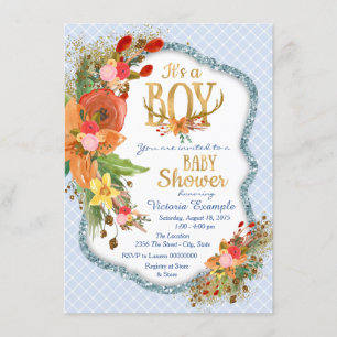 Pojke Hjorthorn Baby Shower Inbjudningar
