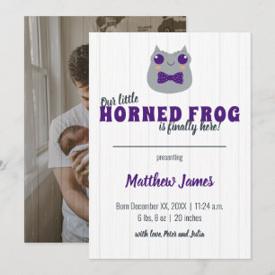 Pojke Horned Frog Lila Lodrät Baby Meddelande