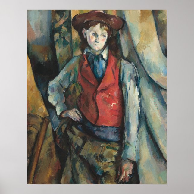 Pojke i en röd västrock - Paul Cézanne Fine Art Poster (Framsidan)