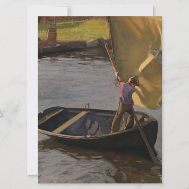 Pojke i en segelbåt på floden kort (Framsida)