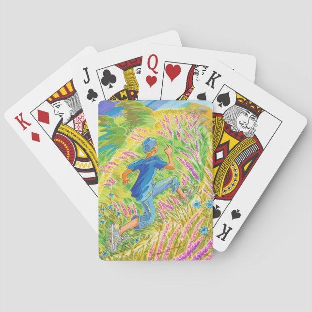 Pojke i lavendelfält casinokort (Baksidan)