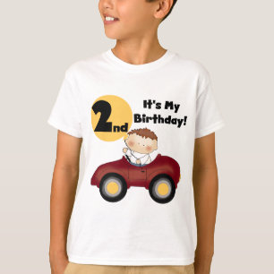 Pojke i Red Car 2:a födelsedagstjockar och gåvor T-shirt