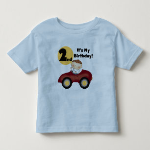 Pojke i Red Car 2:a födelsedagstjockar och gåvor T-shirt