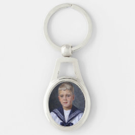 Pojke i sjömanuniform ovalt silverfärgad nyckelring