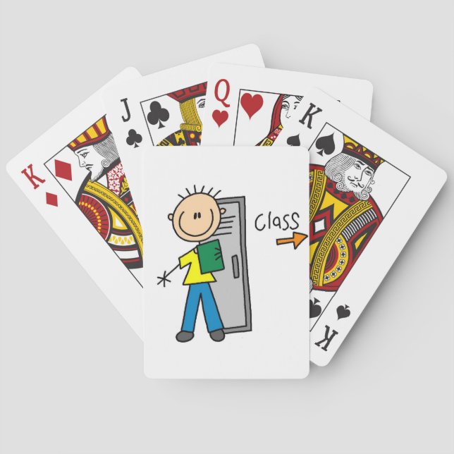 Pojke i skolan spel kort (Baksidan)