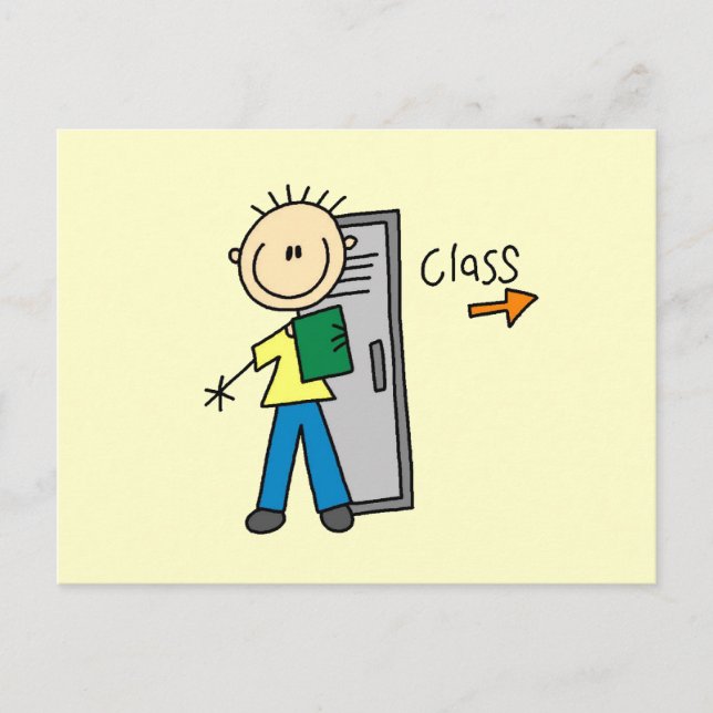 Pojke i skolan vykort (Framsida)