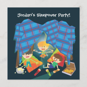 Pojke inbjudan för party för Sleepoverslummer