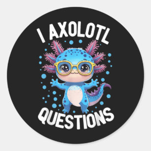 Pojke, jag ställer frågor från Axolotl Funny Småba Runt Klistermärke