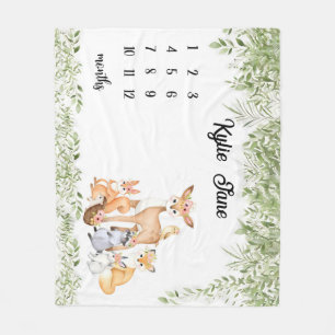 Pojke Jungle Animals Customized Monthly Baby Miles Fleecefilt