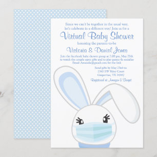 Pojke Kanin Kaninmask Virtuell Baby Shower Inbjudningar