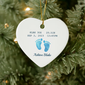 Pojke Keepsaké Newborn Stats Heart Ornament