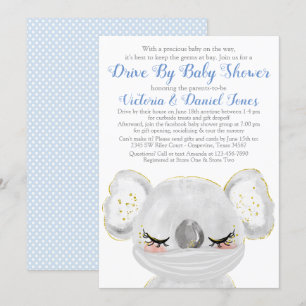 Pojke Koala med mask Drive By Baby Shower Inbjudningar
