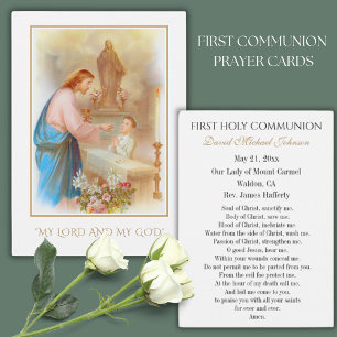 Pojke Kommunion Katolsk Minneskort Holy Card Visitkort