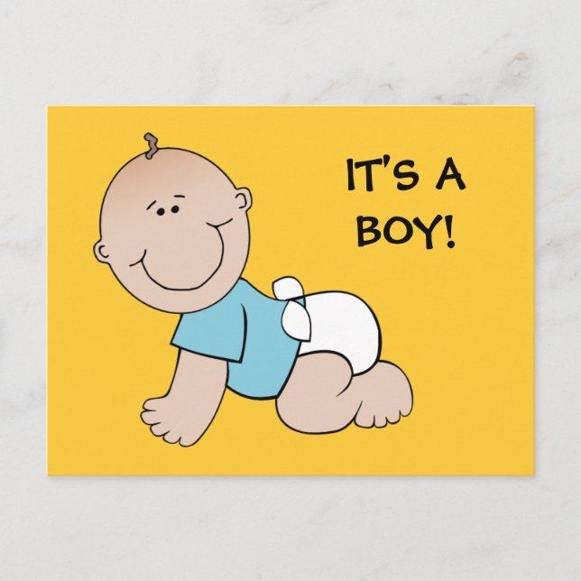Pojke kryper, det är ett BOY! Vykort (Framsida)