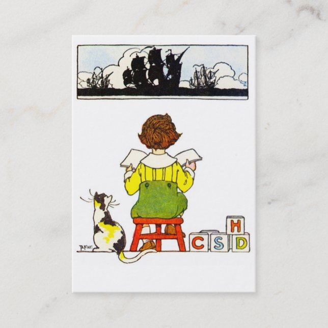 Pojke-läsning Visitkort (Framsida)