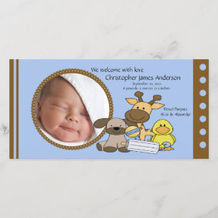 Pojke Leksak PHOTO Birth Notice Meddelande
