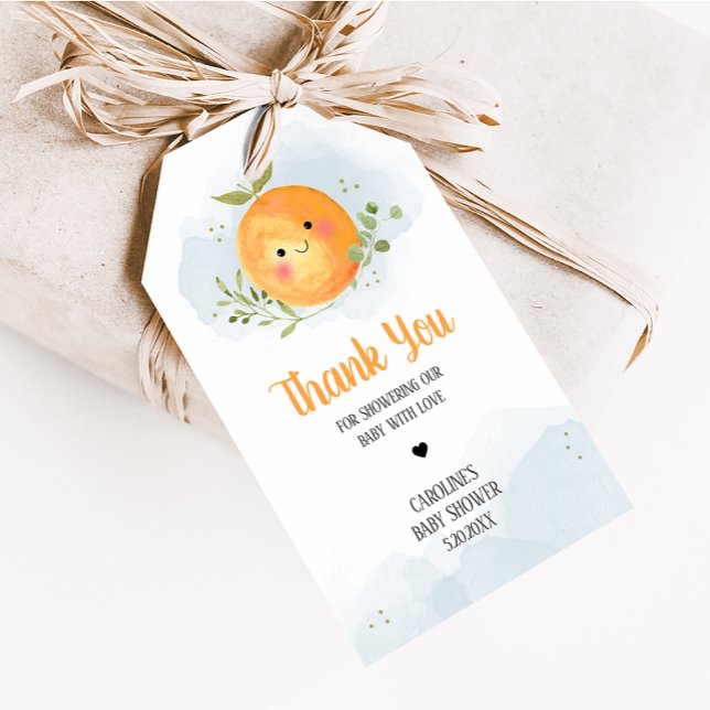 Pojke Liten Gullet Citrus Apelsin Dusch Fördelning Presentetikett (Oranges Baby Shower Favor Tags)