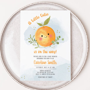 Pojke Liten Sötnos Citrus Apelsin Baby Shower Inbjudningar