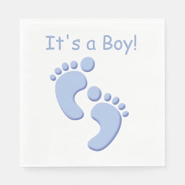 Pojke Little Feet Baby Shower Napkin Pappersservett (Framsidan)
