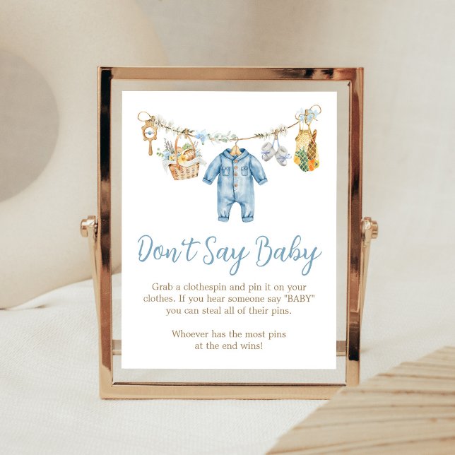 Pojke Lokalt Odlad Säg Inte Bebis Skylt (Blue Locally Grown Baby Shower Don't Say Baby Sign)