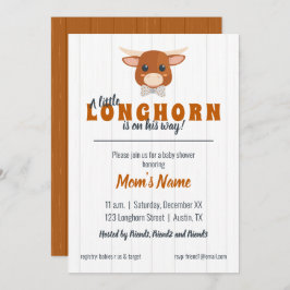 Pojke Longhorn Burnt Orange Baby Shower Inbjudningar