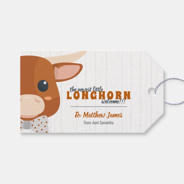 Pojke Longhorn Burnt Orange Presentetikett (Framsidan (Horisontell))