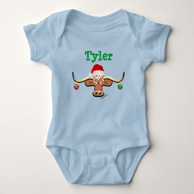 Pojke Longhorn Steer Baby Bodykostym T Shirt (Framsida)