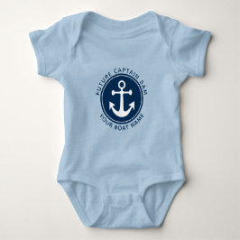Pojke Marin Ankar Rep Navykapten Båt Namn T Shirt
