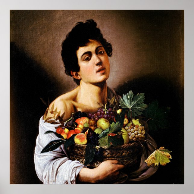 Pojke med Basket av Fruit av Caravaggio Poster (Framsidan)