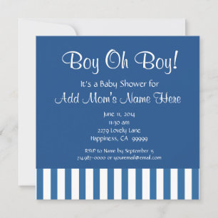 Pojke med Blue Rand Baby Shower A01 Inbjudningar