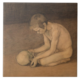 Pojke med dödskalle (av Magnus Enckell) Kakelplatta